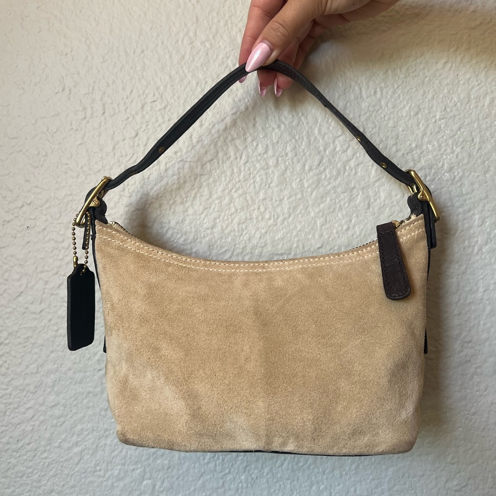 SOLD Coach Tan and Brown Suede Shoulder Bag